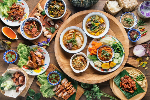 Thai Food Spread Across Table for Traveler